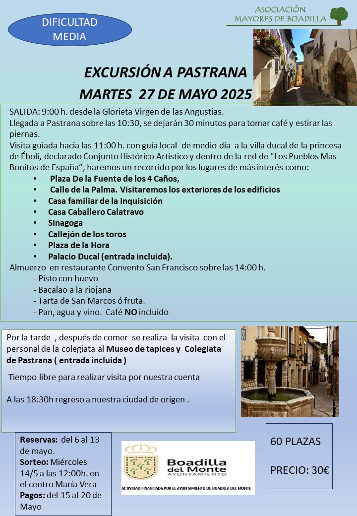 EXC. PASTRANA (MARTES 27 MAYO 2025. SALIDA A LAS 9h)